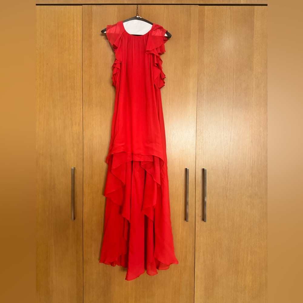 BCBG flowing red, high-low dress. Sooo flattering